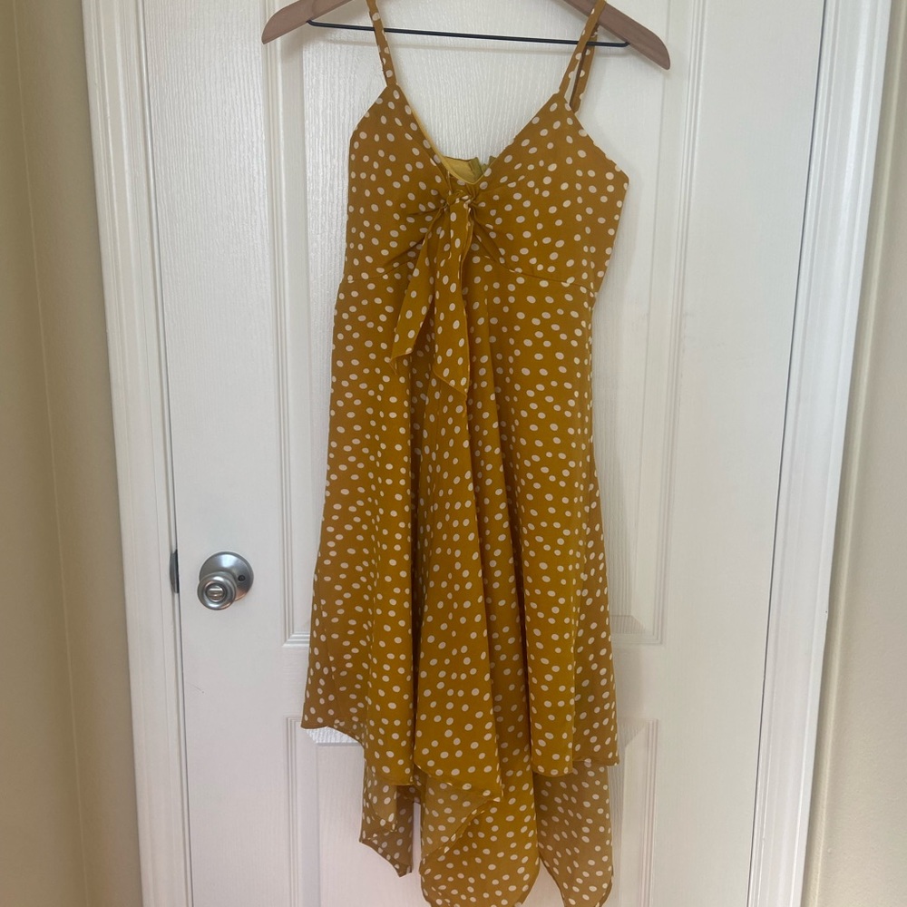 Bisou Bisou Mustard Polka Dot Dress